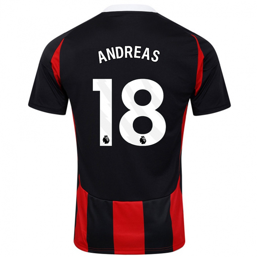 Moteriškas Andreas Pereira #18 Juoda Raudona Išvykos Marškinėliai 2024/25 T-Shirt