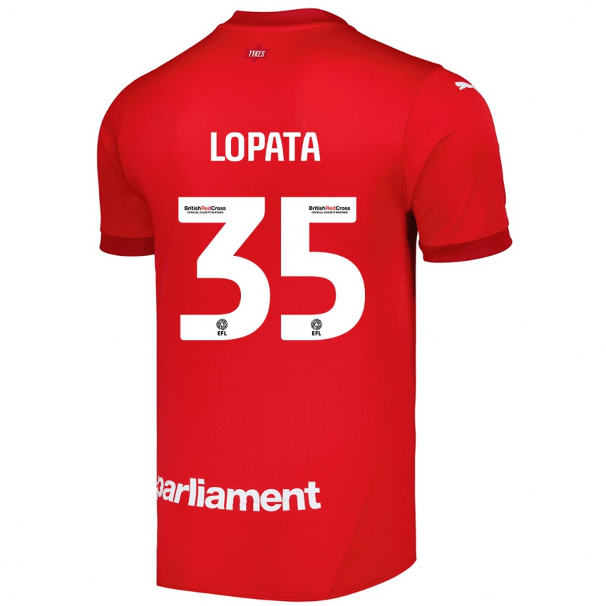 Vaikiškas Kacper Lopata #35 Raudona Namų Marškinėliai 2024/25 T-Shirt