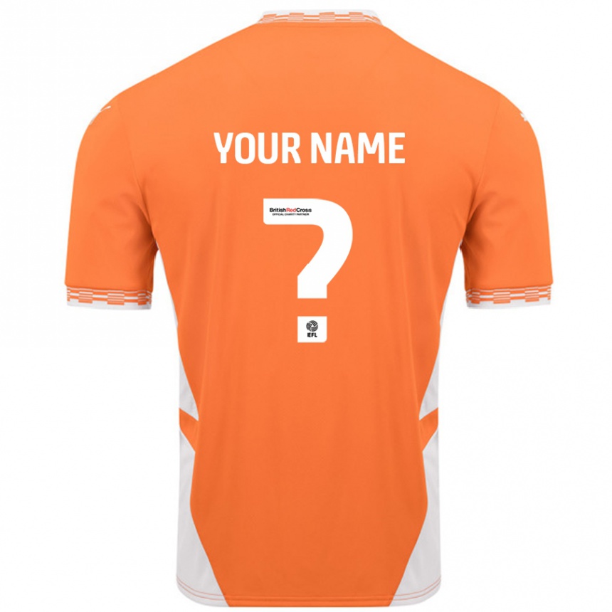 Vaikiškas Jūsų Vardas #0 Oranžinė Balta Namų Marškinėliai 2024/25 T-Shirt