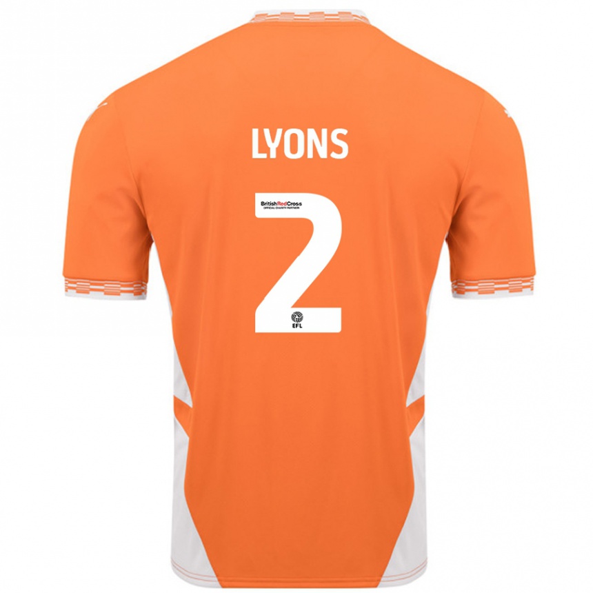 Vaikiškas Andy Lyons #2 Oranžinė Balta Namų Marškinėliai 2024/25 T-Shirt