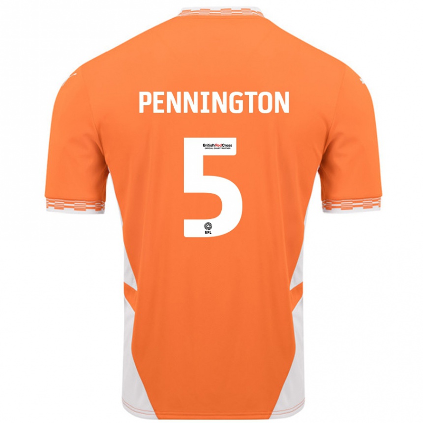 Vaikiškas Matthew Pennington #5 Oranžinė Balta Namų Marškinėliai 2024/25 T-Shirt