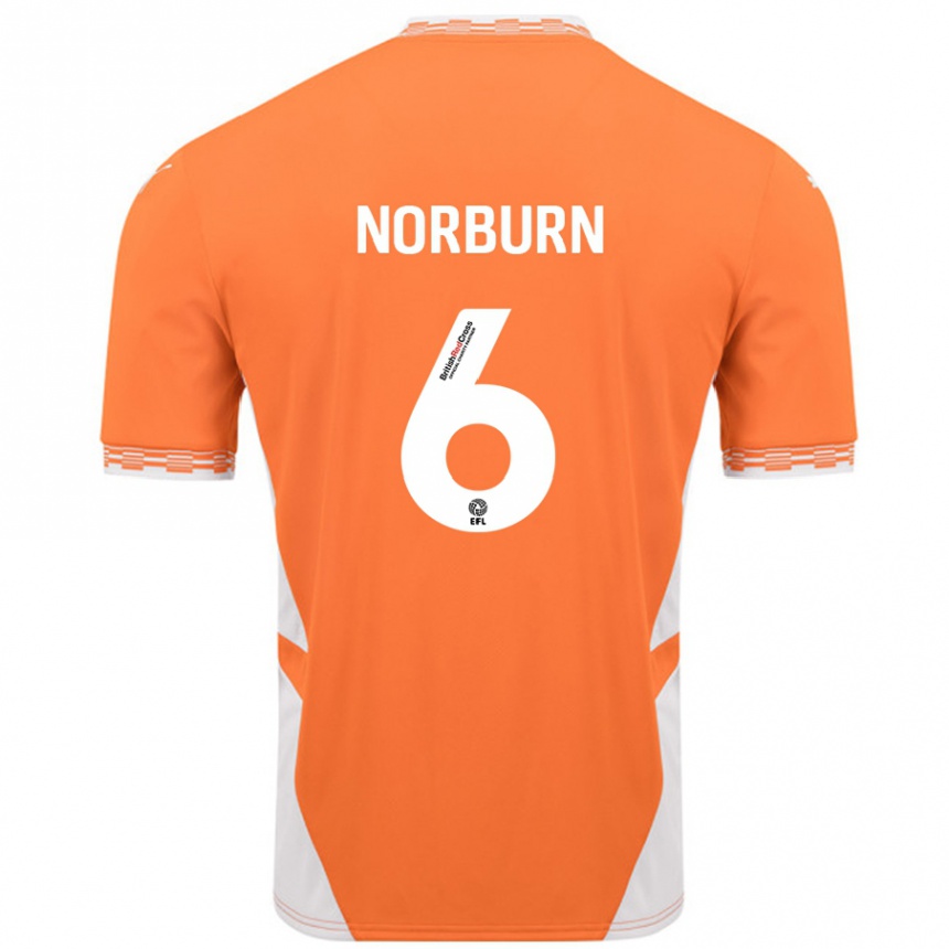 Vaikiškas Oliver Norburn #6 Oranžinė Balta Namų Marškinėliai 2024/25 T-Shirt