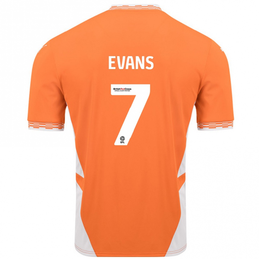 Vaikiškas Lee Evans #7 Oranžinė Balta Namų Marškinėliai 2024/25 T-Shirt