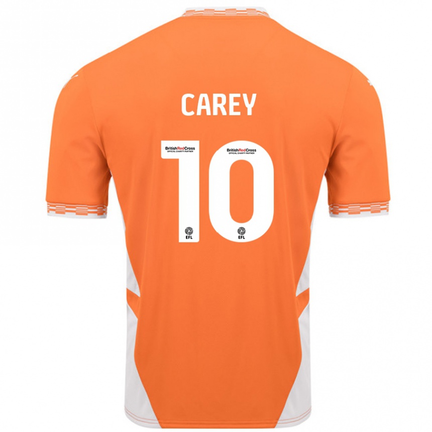 Vaikiškas Sonny Carey #10 Oranžinė Balta Namų Marškinėliai 2024/25 T-Shirt