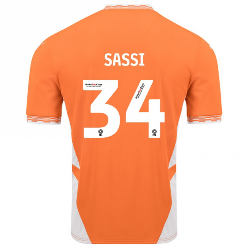 Vaikiškas Dan Sassi #34 Oranžinė Balta Namų Marškinėliai 2024/25 T-Shirt