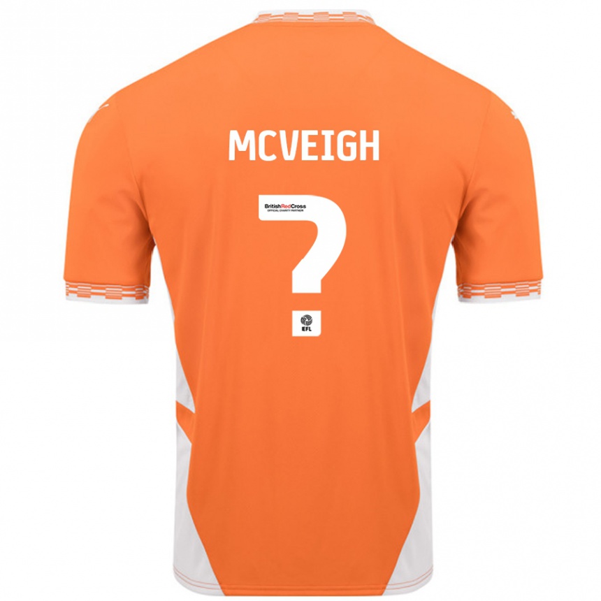 Vaikiškas Conor Mcveigh #0 Oranžinė Balta Namų Marškinėliai 2024/25 T-Shirt