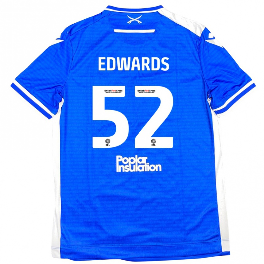 Vaikiškas Max Edwards #52 Mėlyna Balta Namų Marškinėliai 2024/25 T-Shirt