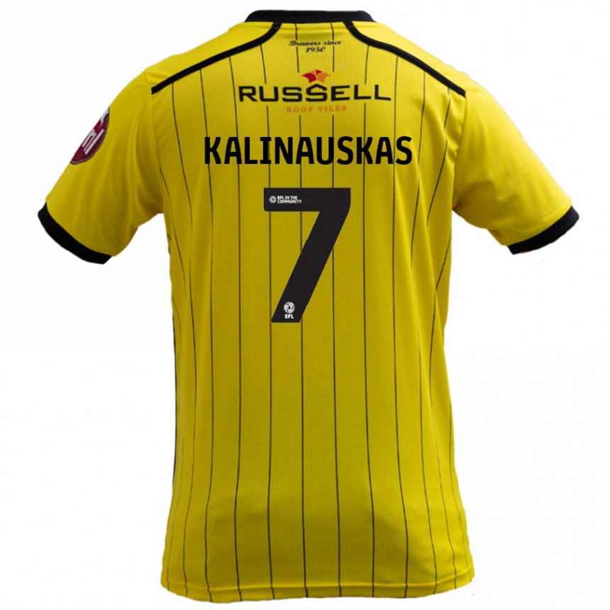 Vaikiškas Tomas Kalinauskas #7 Geltona Namų Marškinėliai 2024/25 T-Shirt