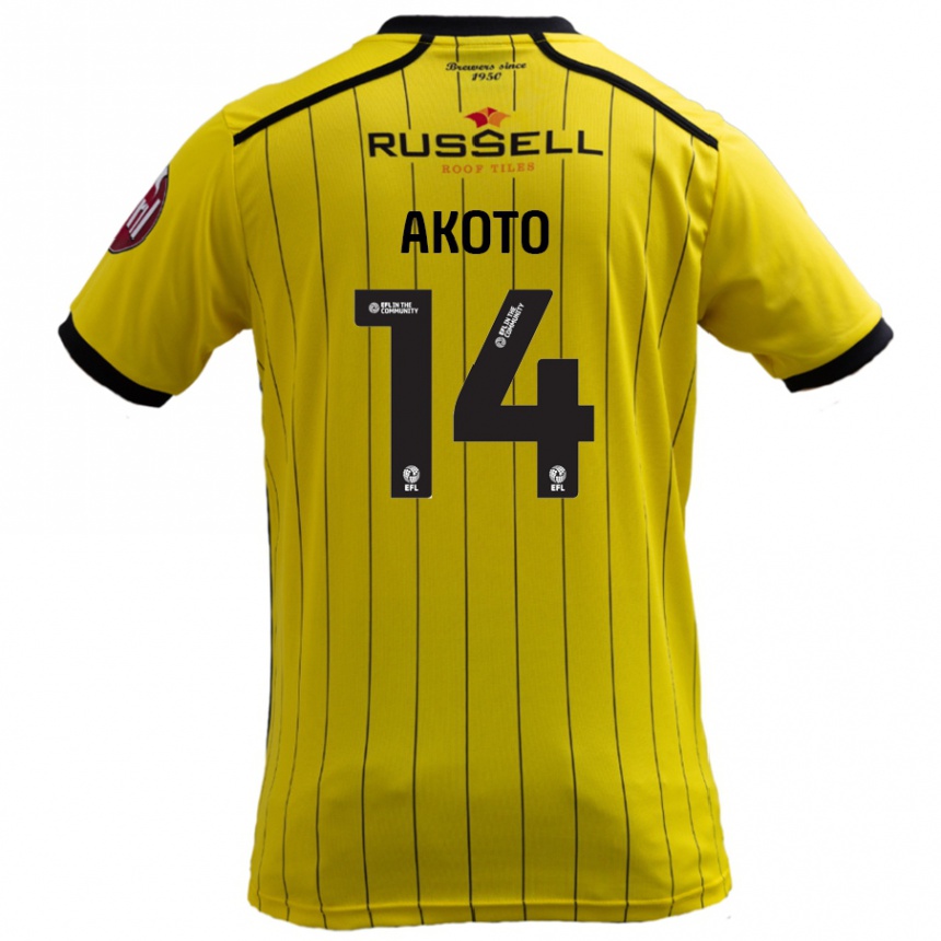 Vaikiškas Nick Akoto #14 Geltona Namų Marškinėliai 2024/25 T-Shirt