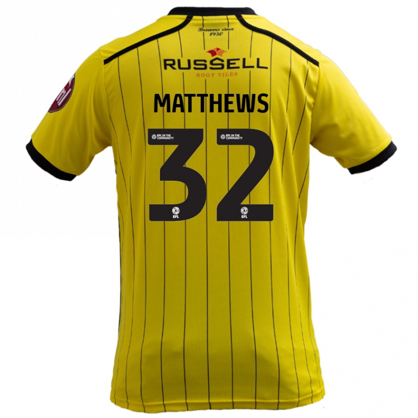 Vaikiškas Daniel Matthews #32 Geltona Namų Marškinėliai 2024/25 T-Shirt