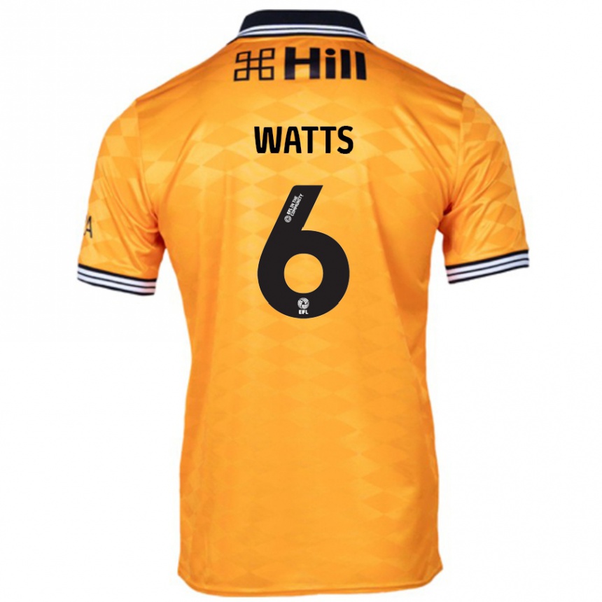 Vaikiškas Kell Watts #6 Oranžinė Namų Marškinėliai 2024/25 T-Shirt