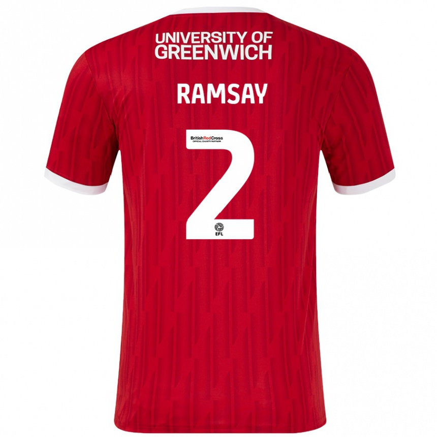 Vaikiškas Kayne Ramsay #2 Raudona Balta Namų Marškinėliai 2024/25 T-Shirt