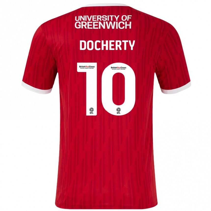 Vaikiškas Greg Docherty #10 Raudona Balta Namų Marškinėliai 2024/25 T-Shirt