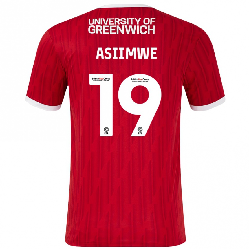 Vaikiškas Nathan Asiimwe #19 Raudona Balta Namų Marškinėliai 2024/25 T-Shirt