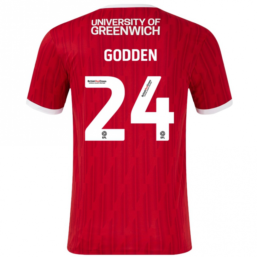 Vaikiškas Matt Godden #24 Raudona Balta Namų Marškinėliai 2024/25 T-Shirt