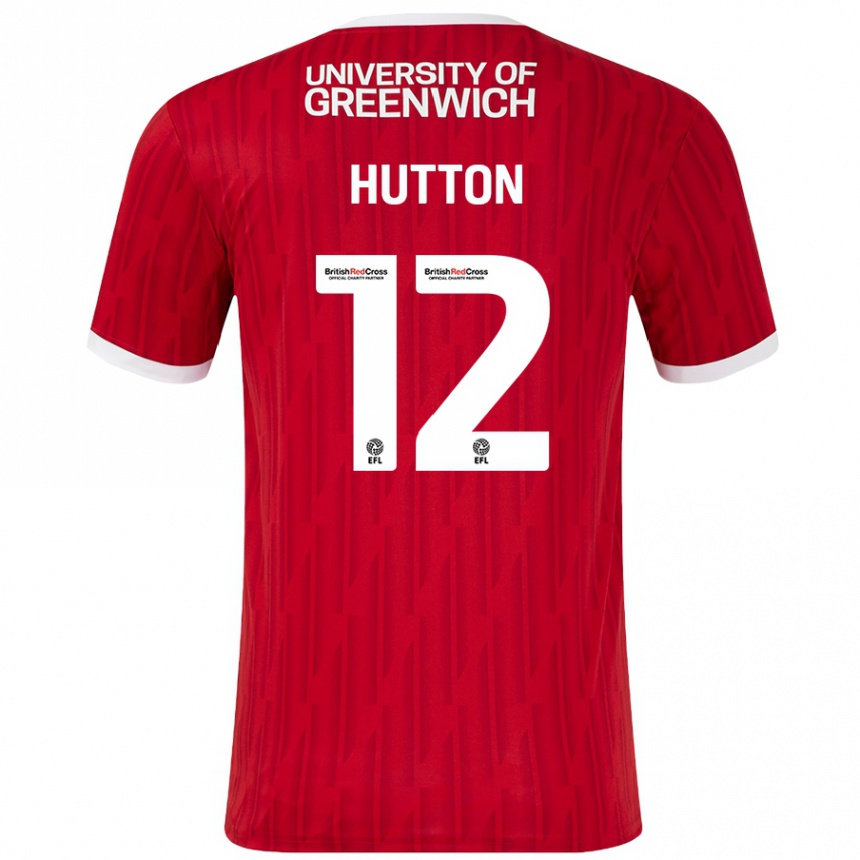 Vaikiškas Jodie Hutton #12 Raudona Balta Namų Marškinėliai 2024/25 T-Shirt