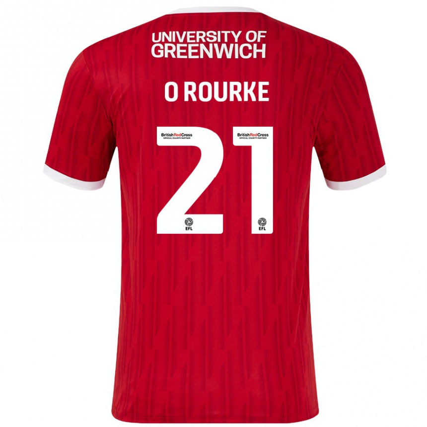 Vaikiškas Sophie O'rourke #21 Raudona Balta Namų Marškinėliai 2024/25 T-Shirt