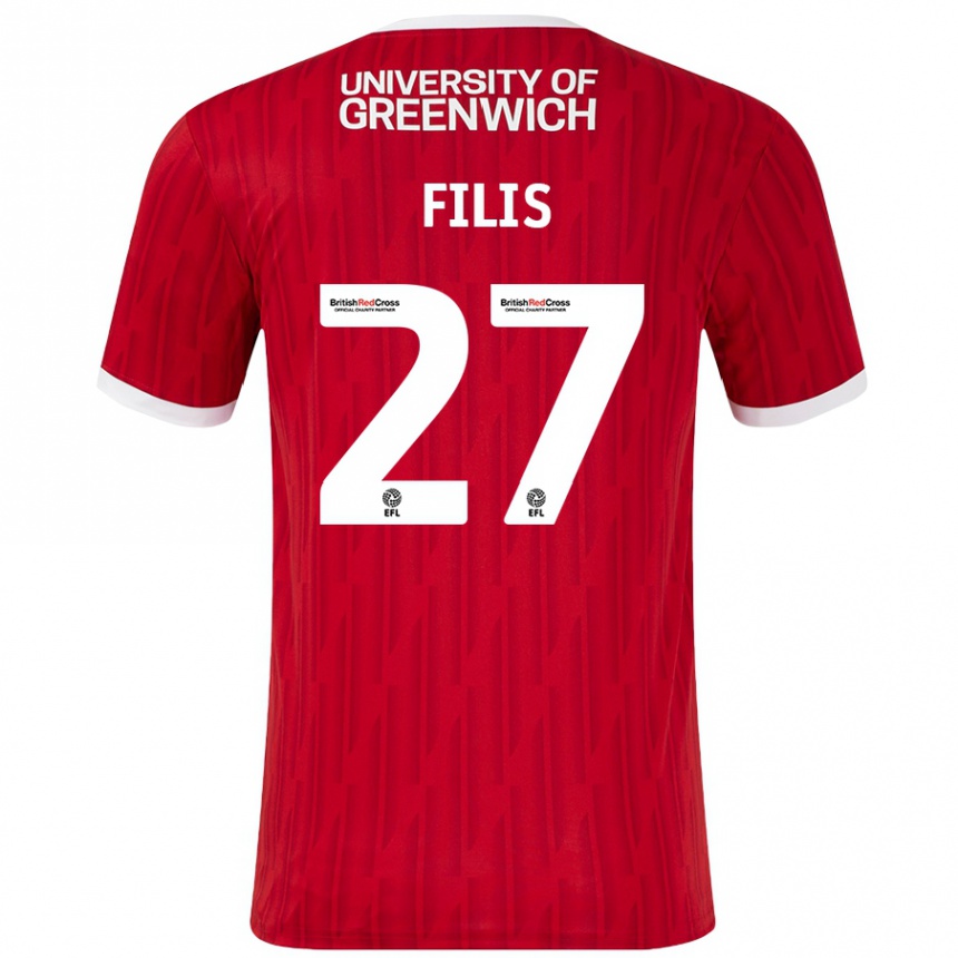 Vaikiškas Melisa Filis #27 Raudona Balta Namų Marškinėliai 2024/25 T-Shirt