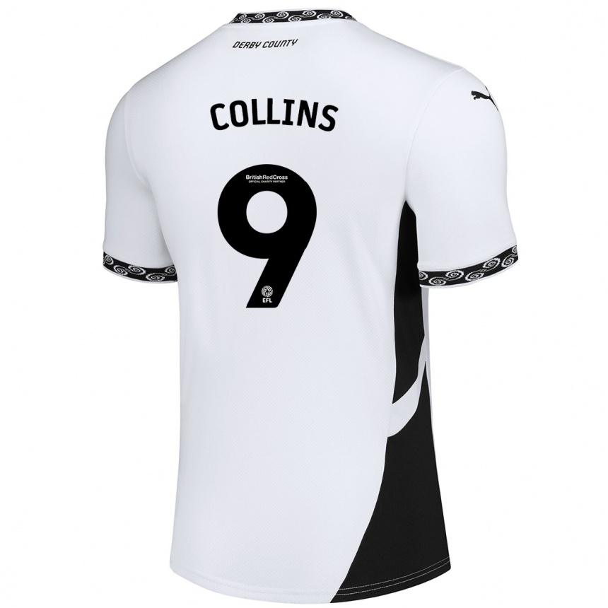 Vaikiškas James Collins #9 Balta Juoda Namų Marškinėliai 2024/25 T-Shirt