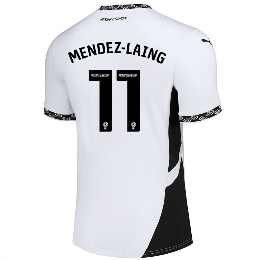 Vaikiškas Nathaniel Méndez-Laing #11 Balta Juoda Namų Marškinėliai 2024/25 T-Shirt