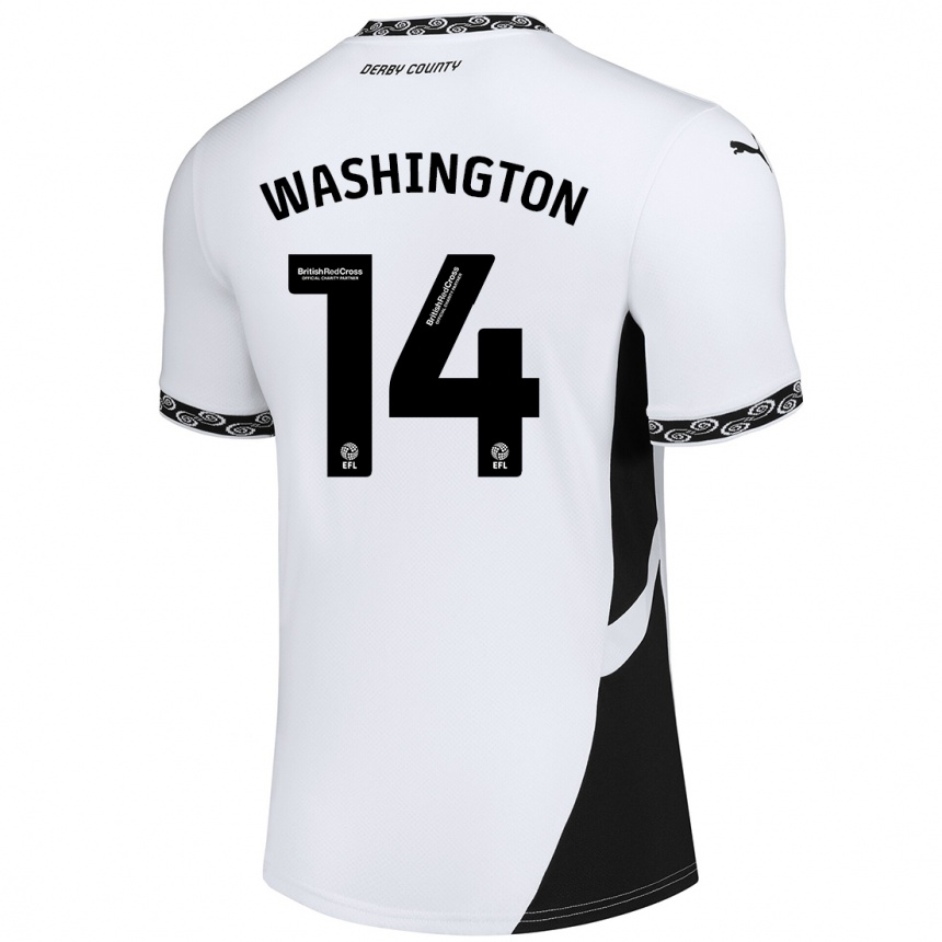 Vaikiškas Conor Washington #14 Balta Juoda Namų Marškinėliai 2024/25 T-Shirt