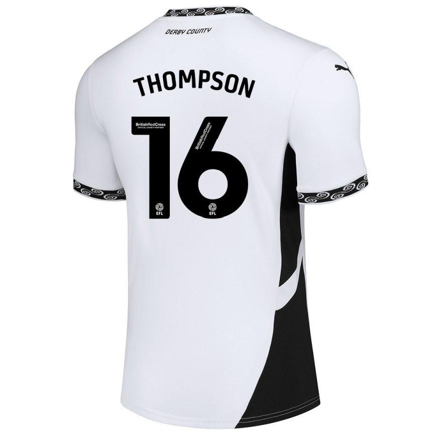 Vaikiškas Liam Thompson #16 Balta Juoda Namų Marškinėliai 2024/25 T-Shirt