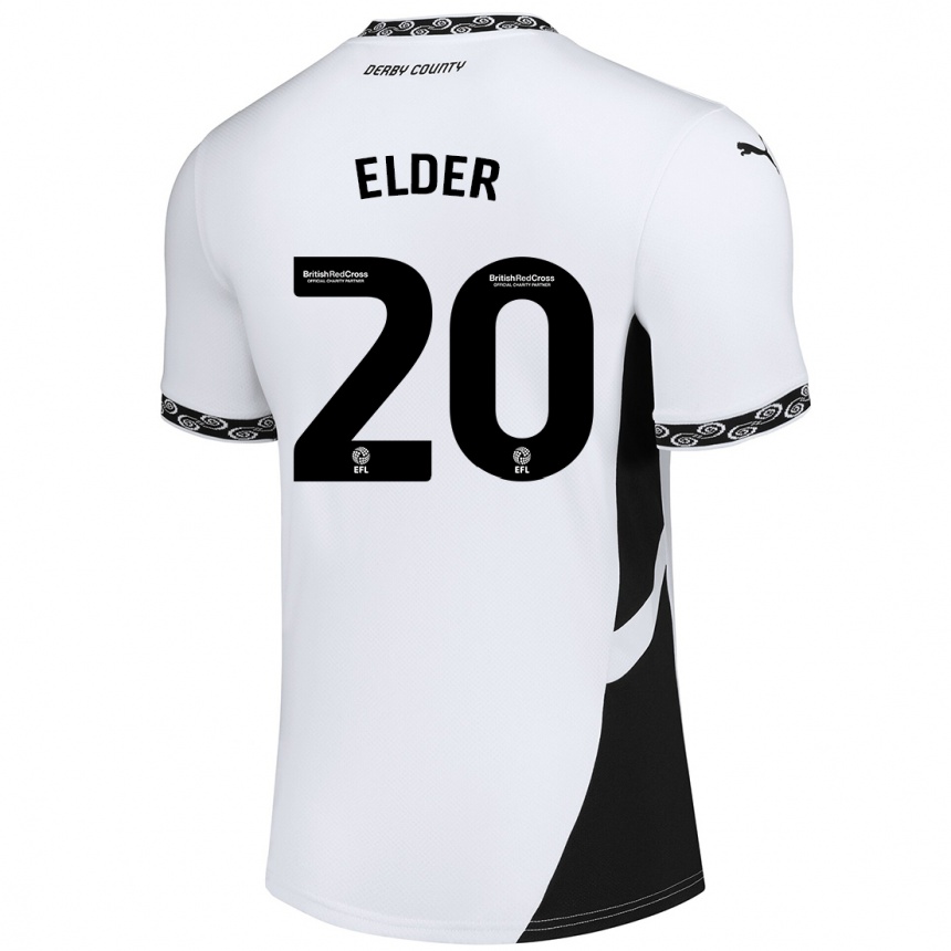 Vaikiškas Callum Elder #20 Balta Juoda Namų Marškinėliai 2024/25 T-Shirt