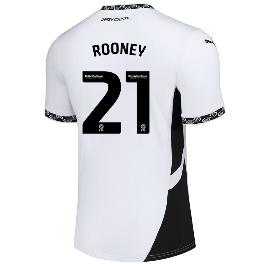 Vaikiškas Jake Rooney #21 Balta Juoda Namų Marškinėliai 2024/25 T-Shirt