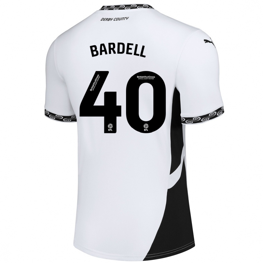 Vaikiškas Max Bardell #40 Balta Juoda Namų Marškinėliai 2024/25 T-Shirt