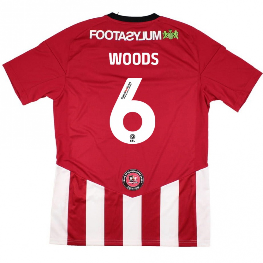 Vaikiškas Ryan Woods #6 Raudona Balta Namų Marškinėliai 2024/25 T-Shirt