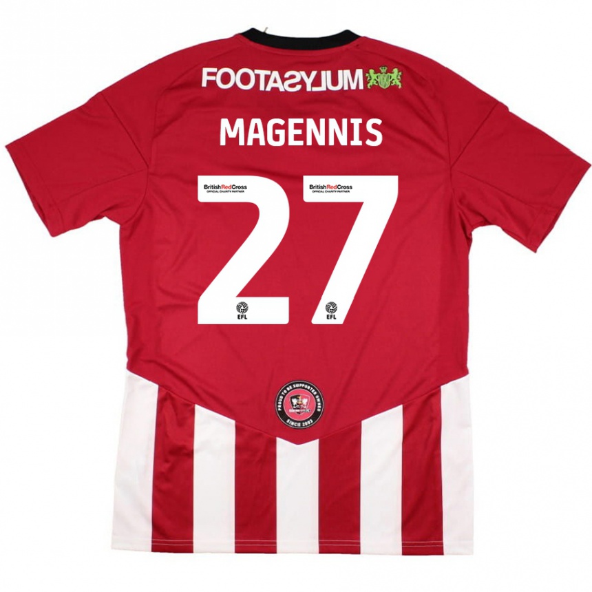 Vaikiškas Josh Magennis #27 Raudona Balta Namų Marškinėliai 2024/25 T-Shirt