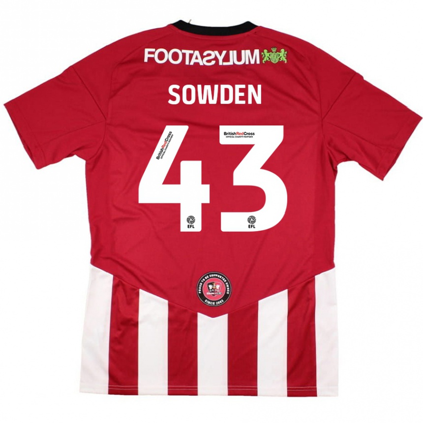 Vaikiškas Andrew Sowden #43 Raudona Balta Namų Marškinėliai 2024/25 T-Shirt