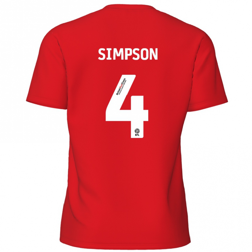 Vaikiškas Jack Simpson #4 Raudona Namų Marškinėliai 2024/25 T-Shirt