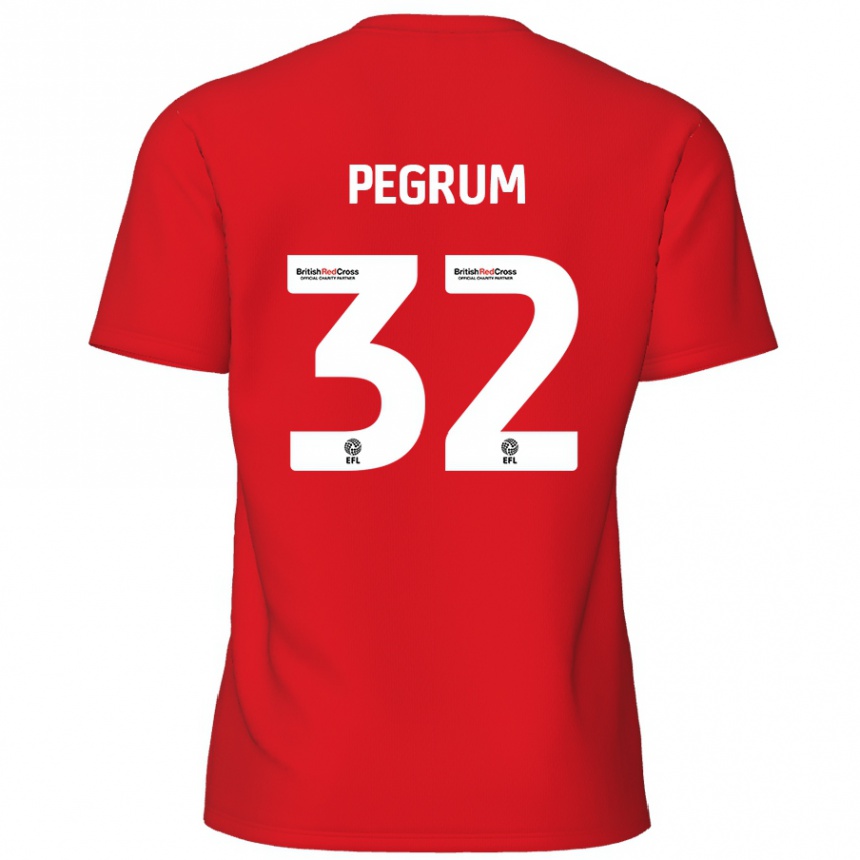 Vaikiškas Charlie Pegrum #32 Raudona Namų Marškinėliai 2024/25 T-Shirt