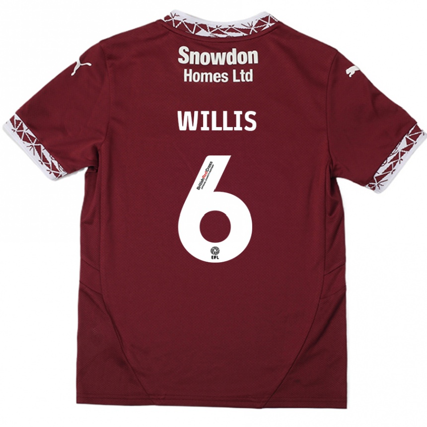 Vaikiškas Jordan Willis #6 Burgundija Namų Marškinėliai 2024/25 T-Shirt