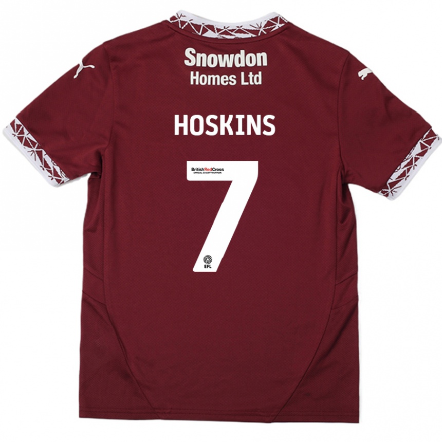 Vaikiškas Sam Hoskins #7 Burgundija Namų Marškinėliai 2024/25 T-Shirt