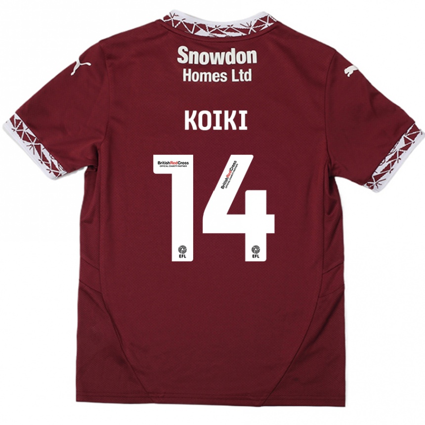 Vaikiškas Ali Koiki #14 Burgundija Namų Marškinėliai 2024/25 T-Shirt