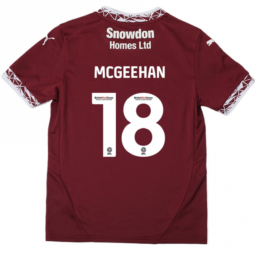 Vaikiškas Cameron Mcgeehan #18 Burgundija Namų Marškinėliai 2024/25 T-Shirt