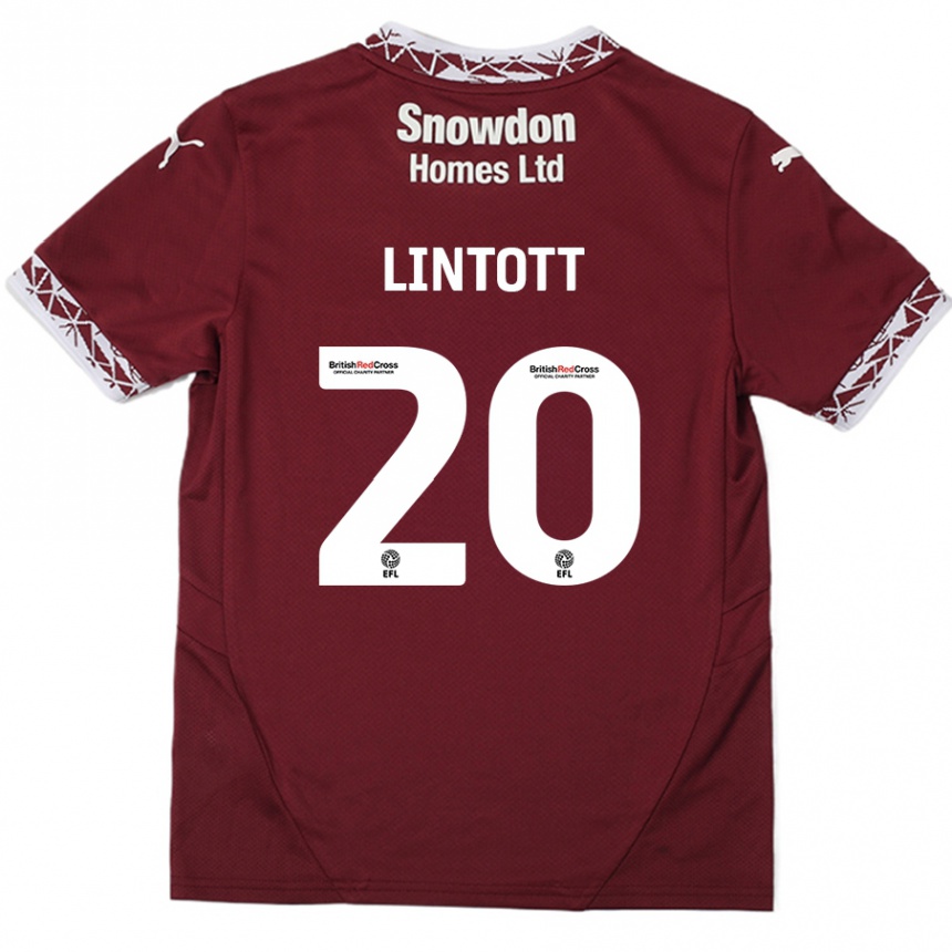 Vaikiškas Harvey Lintott #20 Burgundija Namų Marškinėliai 2024/25 T-Shirt