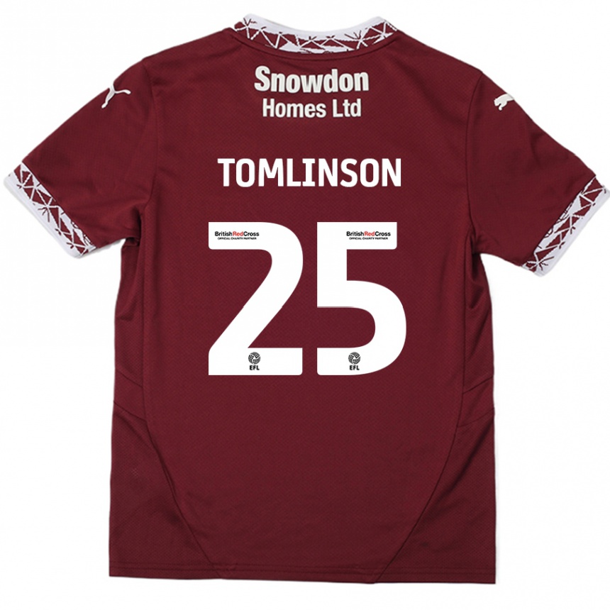 Vaikiškas Josh Tomlinson #25 Burgundija Namų Marškinėliai 2024/25 T-Shirt