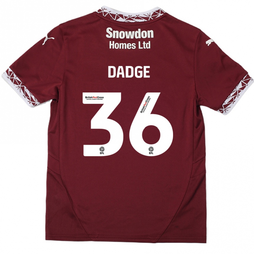 Vaikiškas James Dadge #36 Burgundija Namų Marškinėliai 2024/25 T-Shirt