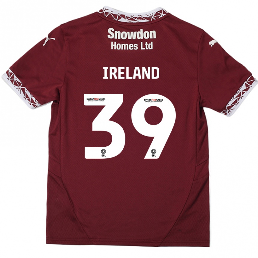 Vaikiškas Matthew Ireland #39 Burgundija Namų Marškinėliai 2024/25 T-Shirt