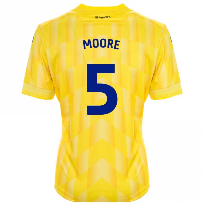 Vaikiškas Elliott Moore #5 Geltona Namų Marškinėliai 2024/25 T-Shirt