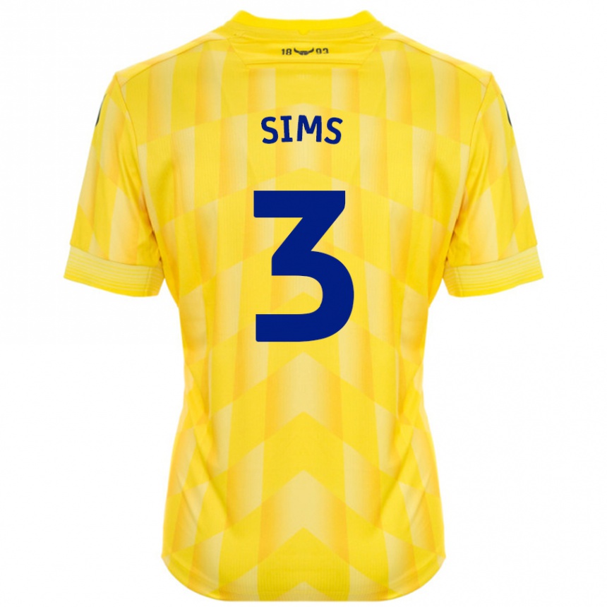 Vaikiškas Gemma Sims #3 Geltona Namų Marškinėliai 2024/25 T-Shirt