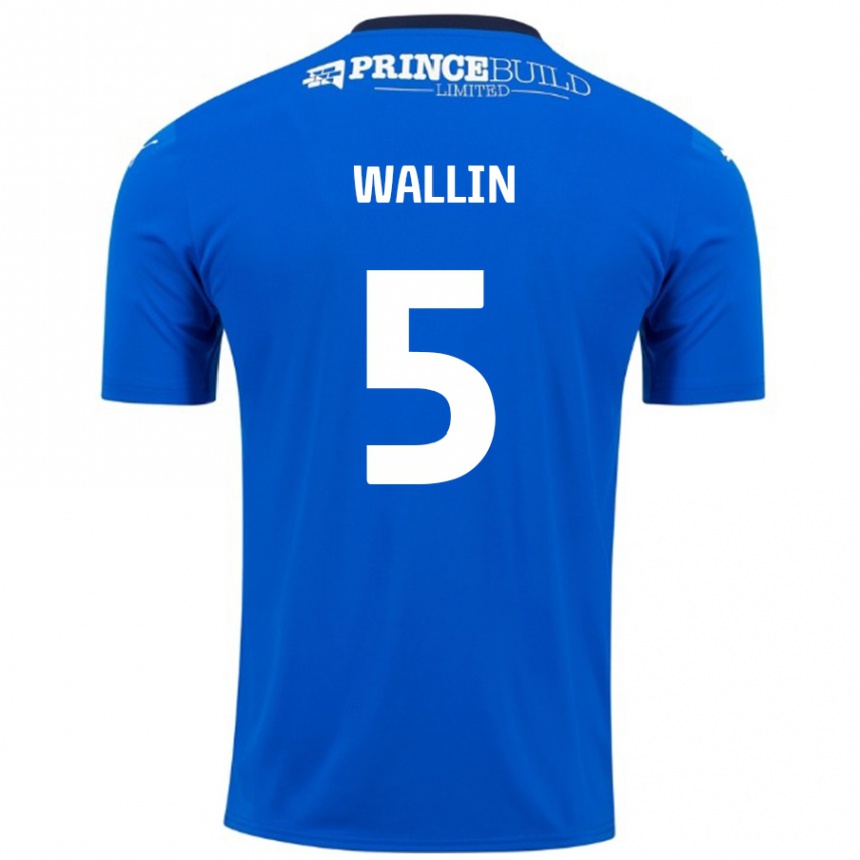 Vaikiškas Oscar Wallin #5 Mėlyna Balta Namų Marškinėliai 2024/25 T-Shirt