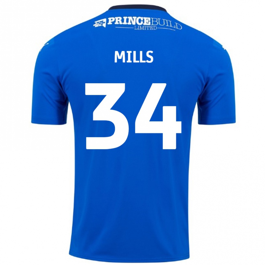 Vaikiškas Harley Mills #34 Mėlyna Balta Namų Marškinėliai 2024/25 T-Shirt