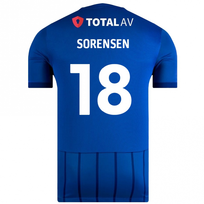 Vaikiškas Elias Sørensen #18 Mėlyna Namų Marškinėliai 2024/25 T-Shirt