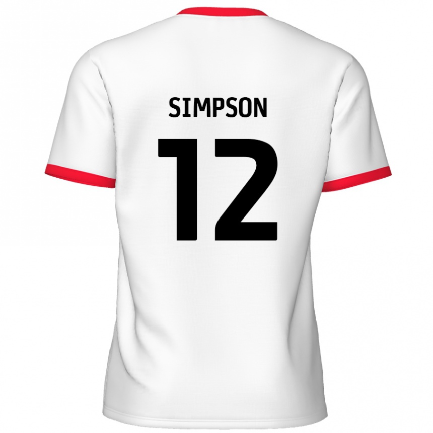 Vaikiškas Tyreece Simpson #12 Balta Raudona Namų Marškinėliai 2024/25 T-Shirt