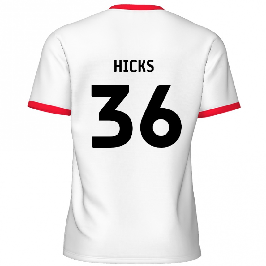 Vaikiškas David Hicks #36 Balta Raudona Namų Marškinėliai 2024/25 T-Shirt