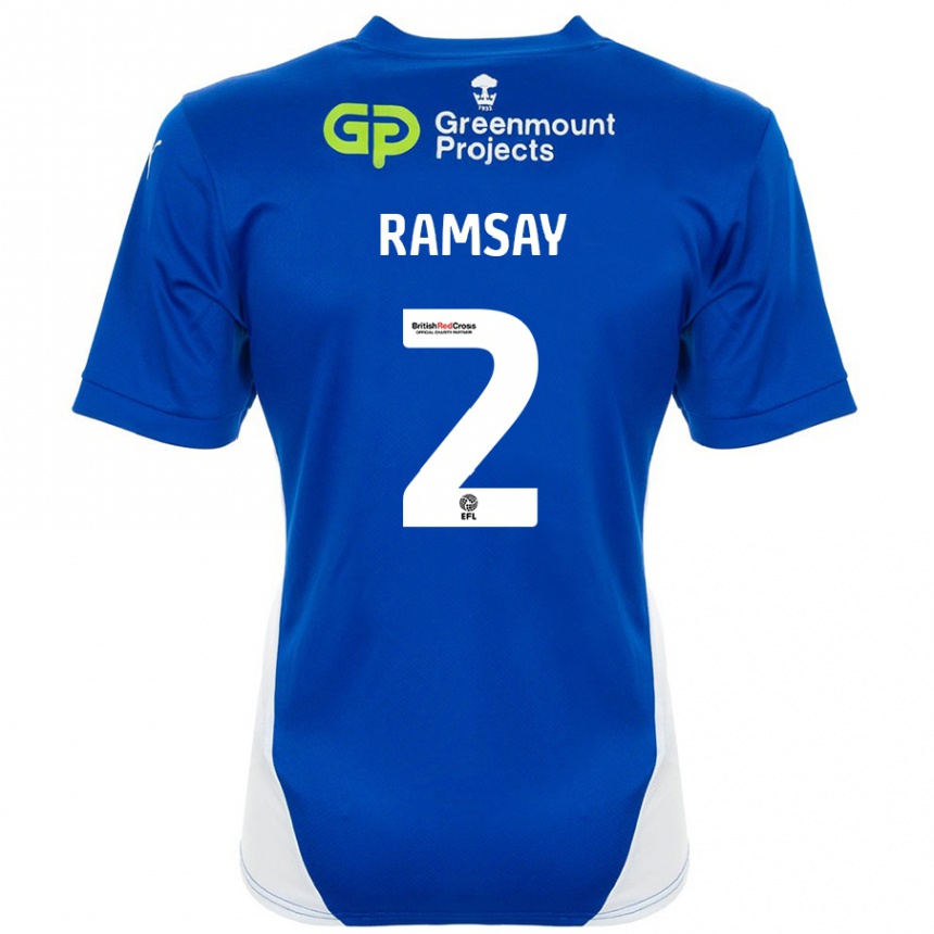 Vaikiškas Calvin Ramsay #2 Mėlyna Balta Namų Marškinėliai 2024/25 T-Shirt